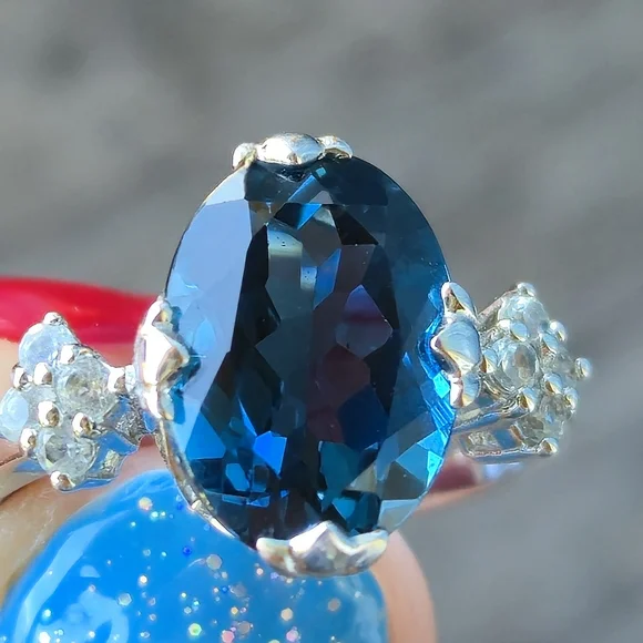 925 Sterling Silver London Blue Topaz Designer Signed RSI Size 10 Ring Thailand - Picture 6 of 16